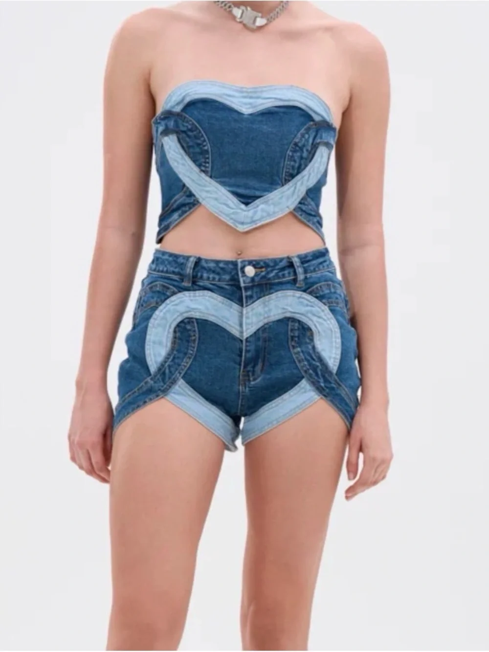 So much love denim short set.
